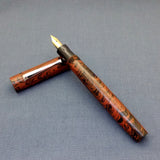 KIM ACR Regular Flat Handmade Ebonite Fountain Pen - Rose Brown/Black Rippled
