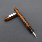 KIM ACR Jumbo Cigar Handmade Ebonite Fountain Pen with Kanwrite Nib - Burnt Orange/Black Mottled