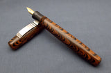 KIM ACR Handmade Indian Ebonite Big Fountain Pen - Curved - Brown & Black Rippled