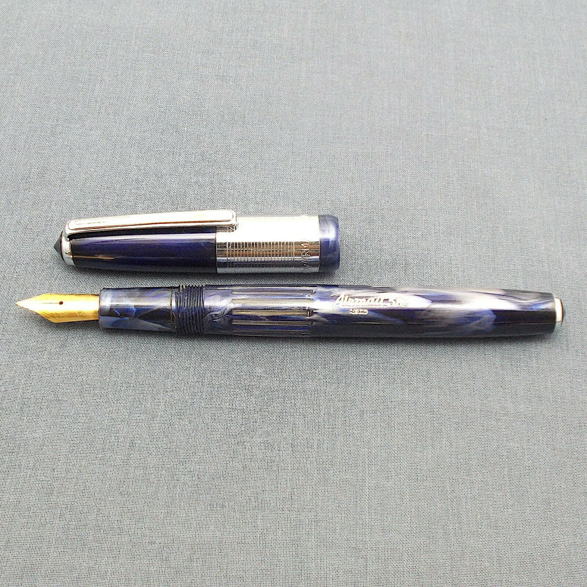 Airmail/Wality 58C Eyedropper Fountain Pen Blue Marbled