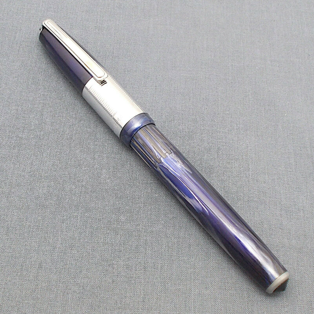 Airmail/Wality 58C Eyedropper Fountain Pen Blue Marbled