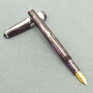 Airmail/Wality 58C Eyedropper Fountain Pen - Purple Marbled (Fine Nib)