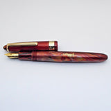 Airmail/Wality 69LG Eyedropper Fountain Pen - Red Marbled