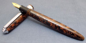 Click Falcon Ebonite Handmade Eyedropper Fountain Pen - Brown/Black Rippled