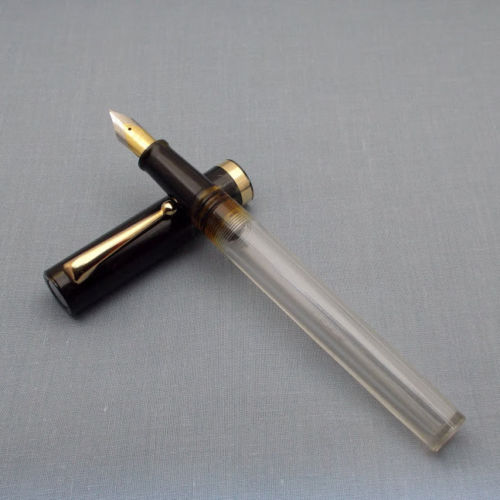 Click Bamboo Marble Half Transparent Eyedropper Fountain Pen - Black Marbled