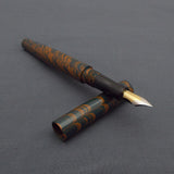 Kiwi Ipsit FT Handmade Ebonite Fountain Pen with Flex Nib - Orange/Teal Mottled