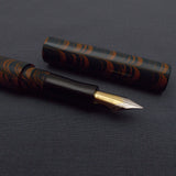 Kiwi Ipsit FT Handmade Ebonite Fountain Pen with Flex Nib - Orange/Teal Mottled