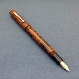 KIM ACR Regular Flat Handmade Ebonite Fountain Pen - Rose Brown/Black Rippled