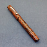 KIM ACR Regular Flat Handmade Ebonite Fountain Pen - Rose Brown/Black Rippled