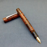 KIM ACR Regular Flat Handmade Ebonite Fountain Pen - Rose Brown/Black Rippled