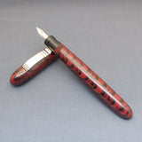 KIM ACR Jumbo Cigar Handmade Ebonite Fountain Pen with Kanwrite Nib - Rose Red/Black Rippled
