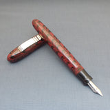 KIM ACR Jumbo Cigar Handmade Ebonite Fountain Pen with Kanwrite Nib - Rose Red/Black Rippled
