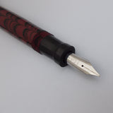 KIM ACR Jumbo Cigar Handmade Ebonite Fountain Pen with Kanwrite Nib - Rose Red/Black Rippled