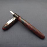 KIM ACR Jumbo Cigar Handmade Ebonite Fountain Pen with Kanwrite Nib - Chocolate Brown/Teal