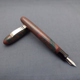 KIM ACR Jumbo Cigar Handmade Ebonite Fountain Pen with Kanwrite Nib - Chocolate Brown/Teal