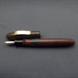 KIM ACR Jumbo Cigar Handmade Ebonite Fountain Pen with Kanwrite Nib - Chocolate Brown/Teal