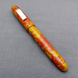 KIM ACR Jumbo Cigar Handmade Ebonite Fountain Pen with Kanwrite Nib - Burgundy/Olive Yellow Mottled