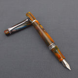 Kanwrite Heritage Piston Filler Fountain Pen - Orange/White/Brown Marble