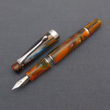 Kanwrite Heritage Piston Filler Fountain Pen - Orange/White/Brown Marble