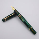 Kanwrite Heritage Piston Filler Fountain Pen - Green/Yellow Marbled