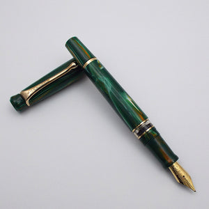 Kanwrite Heritage Piston Filler Fountain Pen - Green/White/Yellow Marble G