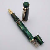 Kanwrite Heritage Piston Filler Fountain Pen - Green/Yellow Marbled
