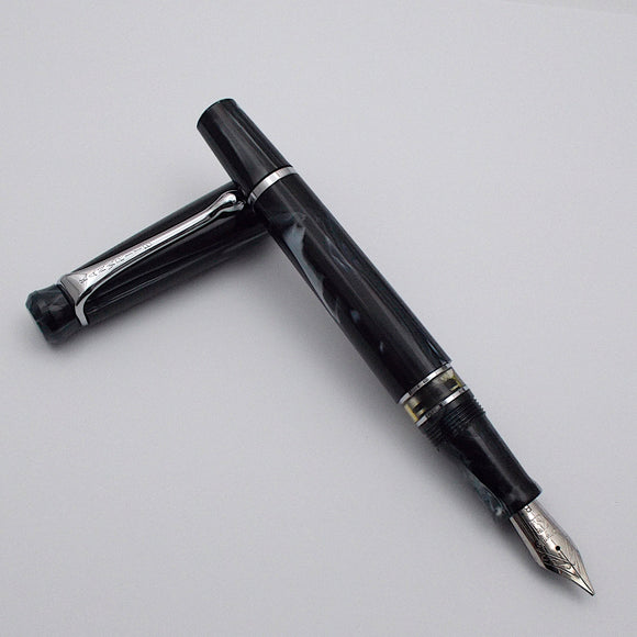 Kanwrite Heritage Piston Filler Fountain Pen - Black/White Marbled