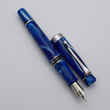 Kanwrite Heritage Piston Filler Fountain Pen - Blue/White Marbled