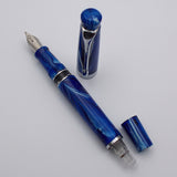 Kanwrite Heritage Piston Filler Fountain Pen - Blue/White Marbled