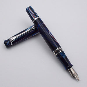 Kanwrite Heritage Piston Filler Fountain Pen - Blue/Red/White Marble