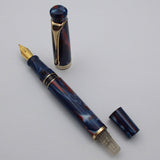 Kanwrite Heritage Piston Filler Fountain Pen - Blue/Red/White Marbled