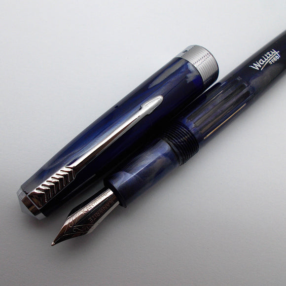 Wality/Airmail 55 Eyedropper Fountain Pen with Kanwrite Semi Flex Nib - Blue