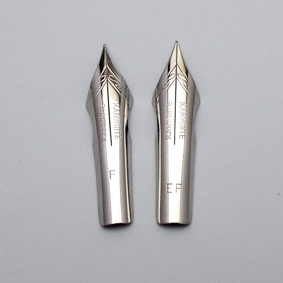 Set of 2 Kanwrite No.6 35mm One Fine (F) & One Ex.Fine (EF) Ultra Flex Fountain Pen Nibs - SSF