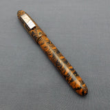 KIM ACR Jumbo Cigar Handmade Ebonite Fountain Pen with Kanwrite Nib - Burnt Orange/Black Rippled
