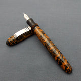 KIM ACR Jumbo Cigar Handmade Ebonite Fountain Pen with Kanwrite Nib - Burnt Orange/Black Rippled