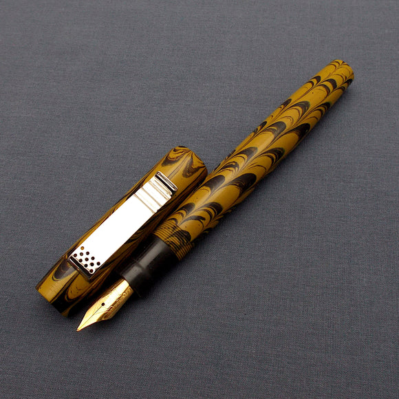 KIM ACR Regular THD Handmade Ebonite Fountain Pen - Corn Yellow/Black Rippled