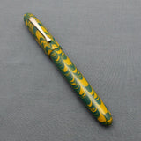 KIM ACR Regular Cigar Handmade Ebonite Fountain Pen - Corn Yellow/Forest Green Rippled