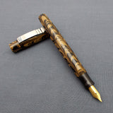KIM ACR Regular THD Handmade Ebonite Fountain Pen - Ecru Yellow/Black Rippled
