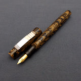 KIM ACR Regular THD Handmade Ebonite Fountain Pen - Ecru Yellow/Black Rippled