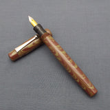 KIM ACR Regular TSO Handmade Ebonite Fountain Pen - Moss Green/Mahogany Rippled