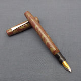 KIM ACR Regular TSO Handmade Ebonite Fountain Pen - Moss Green/Mahogany Rippled