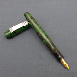 KIM ACR Regular THD Handmade Ebonite Fountain Pen - Forest Green/Black Rippled