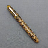 KIM ACR Regular Cigar HC Handmade Ebonite Fountain Pen - Yellow/Black Rippled