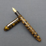 KIM ACR Regular Cigar HC Handmade Ebonite Fountain Pen - Yellow/Black Rippled