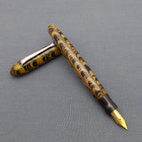 KIM ACR Regular Cigar HC Handmade Ebonite Fountain Pen - Yellow/Black Rippled