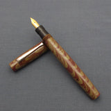 KIM ACR Regular TSH Handmade Ebonite Fountain Pen - Moss Green/Mahogany Rippled