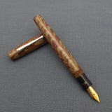 KIM ACR Regular TSH Handmade Ebonite Fountain Pen - Moss Green/Mahogany Rippled