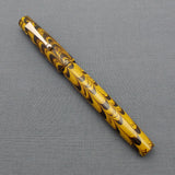 Handmade Ebonite Fountain Pen - KIM ACR Regular Trape Yellow & Black Rippled