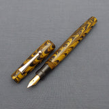 KIM ACR Regular TSO Handmade Ebonite Fountain Pen - Corn Yellow/Black Rippled