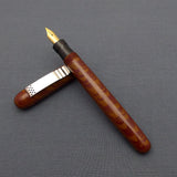 KIM ACR Regular RHD Handmade Ebonite Fountain Pen - Burnt Orange/Burgundy Rippled